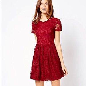 ASOS red lace mini dress